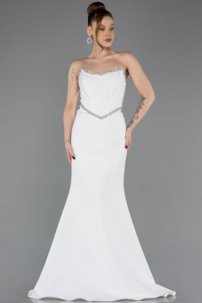 Abendkleid Lang Weiß ABU5747