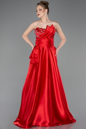 Abendkleid Lang Satin Rot ABU5767