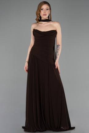 Abschlusskleid Lang Chiffon Braun ABU5763