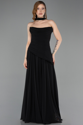 Abschlusskleid Lang Chiffon Schwarz ABU5763