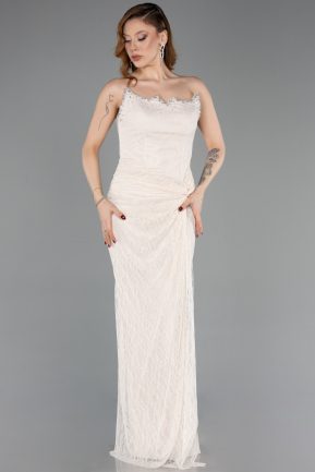 Standesamtkleid Lang Spitze Beige ABU5823