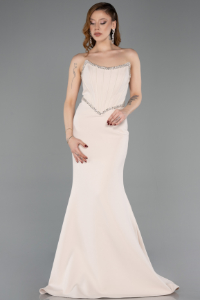 Beige Abendkleid Lang ABU5747