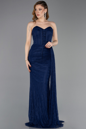 Abschlusskleid Lang Spitze Marineblau ABU5795