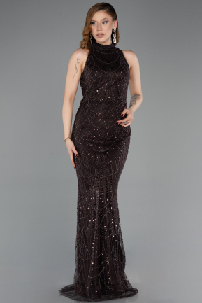 Dunkelbraun Abendkleid Lang ABU4791