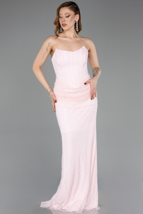 Abendkleid Lang Spitze Puder ABU5817