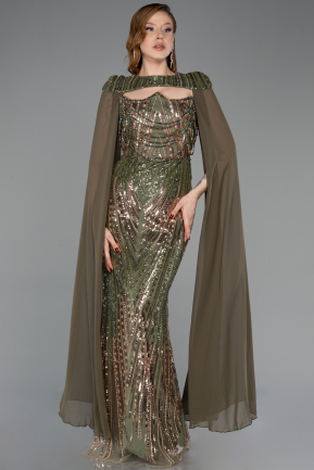 Abendkleid Lang Schuppig Khaki ABU5828