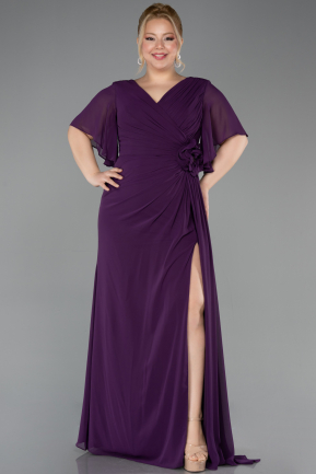 Pflaume Abendgarderobe İn Großen Größen Chiffon Lang ABU4911