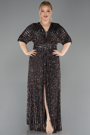 Abendkleid in Übergröße Lang Schuppig Anthrazit ABU5846