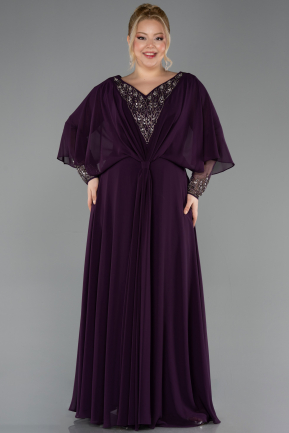 Abendgarderobe in Großen Größen Lang Chiffon Violette ABU5850