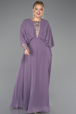 Kleider in Großen Größen Lang Chiffon Lila ABU5860