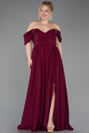 Kirschrot Abendgarderobe İn Großen Größen Chiffon Lang ABU3738