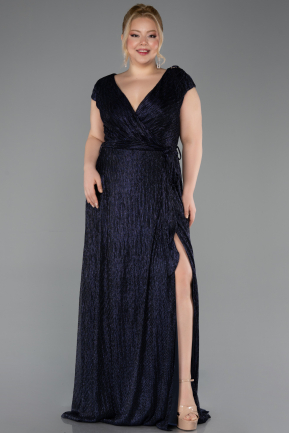 Abendkleid in Übergröße Lang Marineblau ABU5836