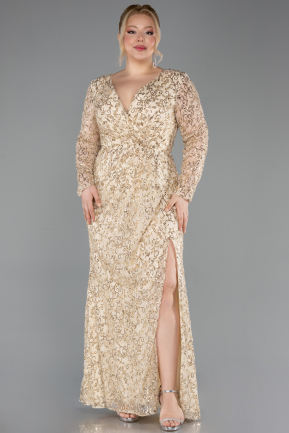 Abendkleid in Übergröße Lang Schuppig Gold ABU5871