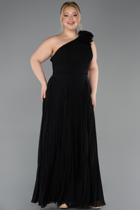 Abendgarderobe in Großen Größen Lang Chiffon Schwarz ABU5873