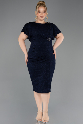 Abendkleid in Übergröße Midi Marineblau ABK2535