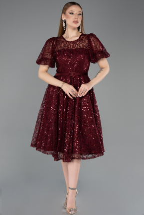 Partykleid Midi Spitze Weinrot ABK2550