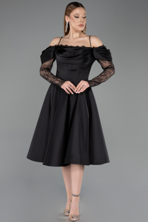 Partykleid Midi Satin Schwarz ABK2552