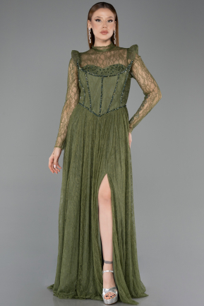 Standesamtkleid Lang Spitze Khaki ABU5887