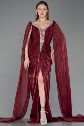 Abendkleid Lang Chiffon Weinrot ABU5868