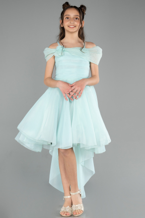 Abendkleid für Kinder Vorne Kurz-Hinten Lang Minzgrün ABO128