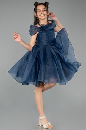 Abendkleid für Kinder Kurz Marineblau ABK2566