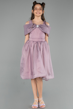 Abendkleid für Kinder Vorne Kurz-Hinten Lang Lavendel ABO108