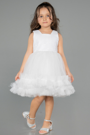 Abendkleid für Kinder Kurz Weiß ABK2570