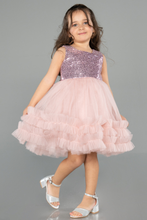 Abendkleid für Kinder Kurz Puder ABK2570