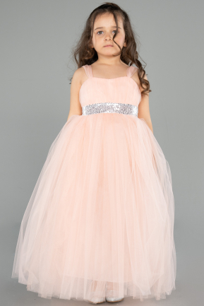 Lachs Abendkleid Für Kinder Lang ABU3031