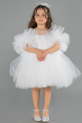 Abendkleid für Kinder Kurz Weiß ABK2572