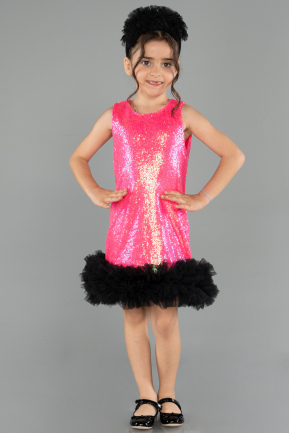 Abendkleid für Kinder Kurz Fuchsie ABK2574