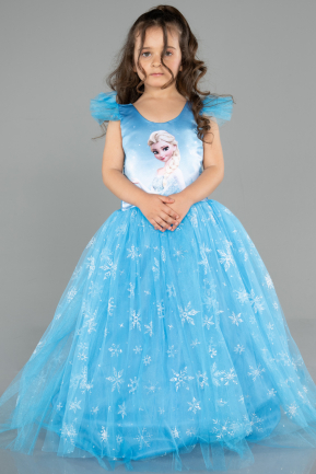 Abendkleid für Kinder Lang Blau ABU5907
