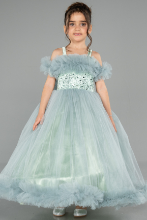 Brautkleid für Kinder Lang Minzgrün ABG178