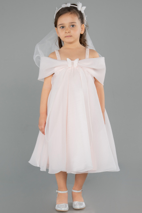 Abendkleid für Kinder Kurz Lachs ABK2295