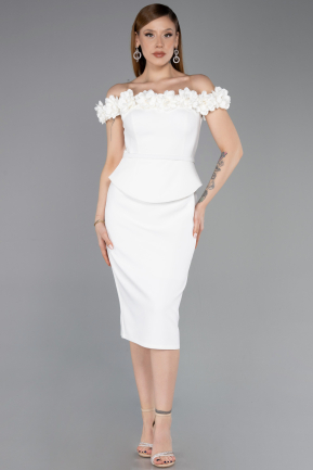 Partykleid Midi Weiß ABK2583