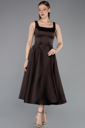 Partykleid Midi Satin Braun ABK2586