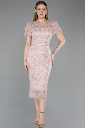 Puder Partykleid Perlenbesetzt Midi ABK2412