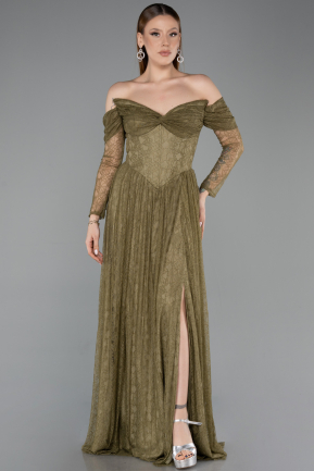 Abendkleid Lang Spitze Khaki ABU5945