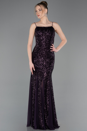 Abendkleid im Meerjungfrau-Stil Lang Violett dunkel ABU5939