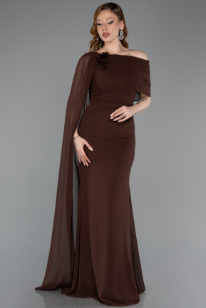 Braun Standesamtkleid Chiffon Lang ABU5418