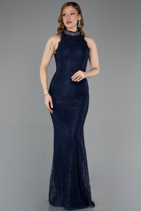 Abendkleid Lang Spitze Marineblau ABU5987