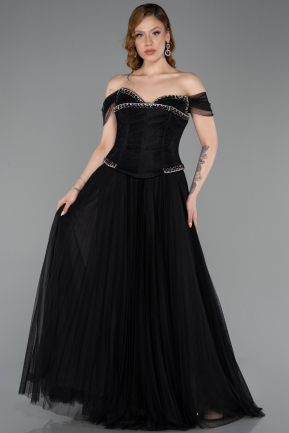 Abendkleid Lang Spitze Schwarz ABU5996