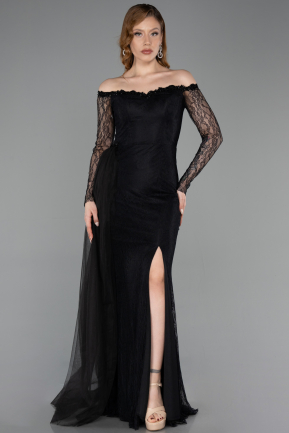 Abendkleid Lang Spitze Schwarz ABU5999