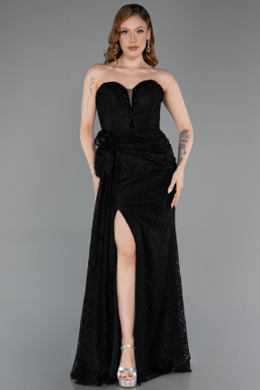 Abendkleid im Meerjungfrau-Stil Lang Spitze Schwarz ABU5975