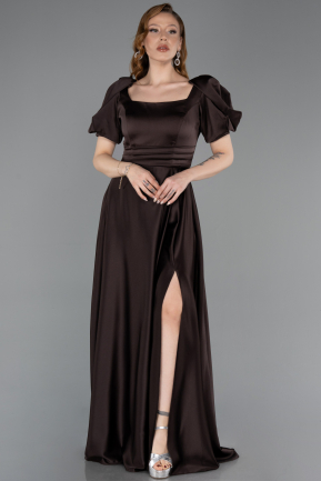 Abendkleid Lang Satin Braun ABU6005