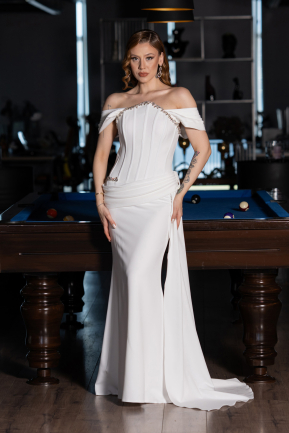 Standesamtkleid Lang Weiß ABU6001