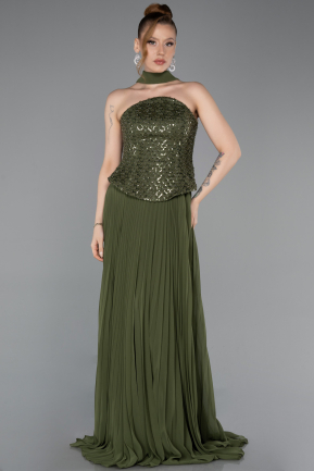 Abendkleid Lang Chiffon Khaki ABU6011
