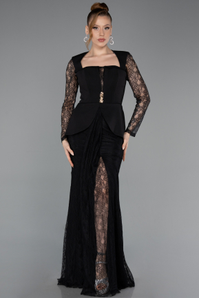 Abendkleid Lang Spitze Schwarz ABU6014