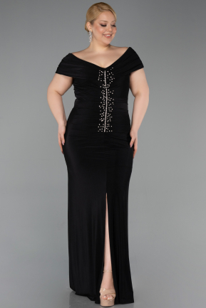 Abendkleid in Übergröße Lang Schwarz ABU5900