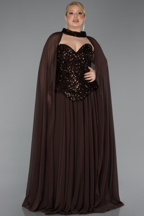 Abendkleid in Übergröße Lang Chiffon Braun ABU5940